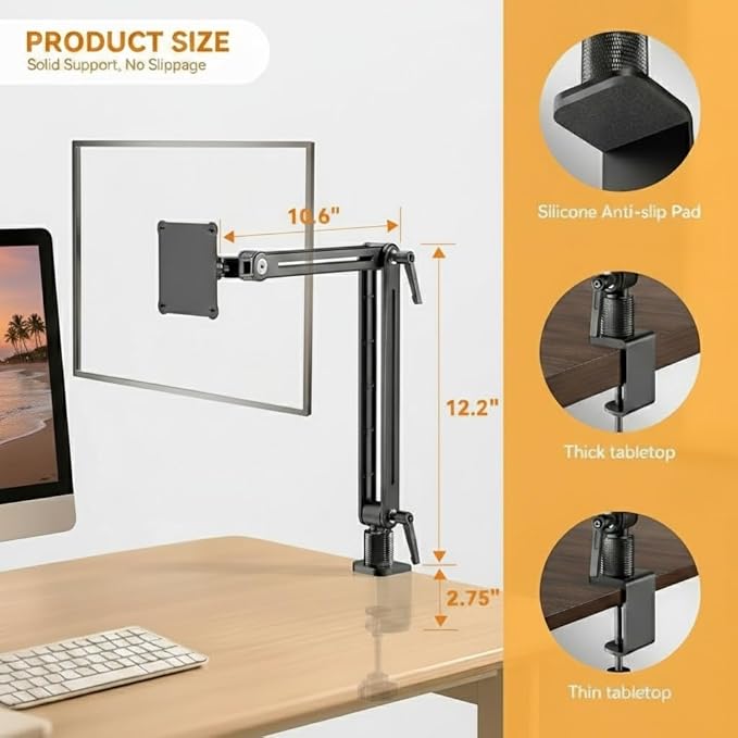 Portable Monitor Holder Mount Arm - Strong Magnetic Support up to 12.9 14.6 15.6 18.4 18.5 inch 360° Rotating Base Swivel for iPad Pro/Mini/Air/Surface/Samsung Bearing Over 5lbs