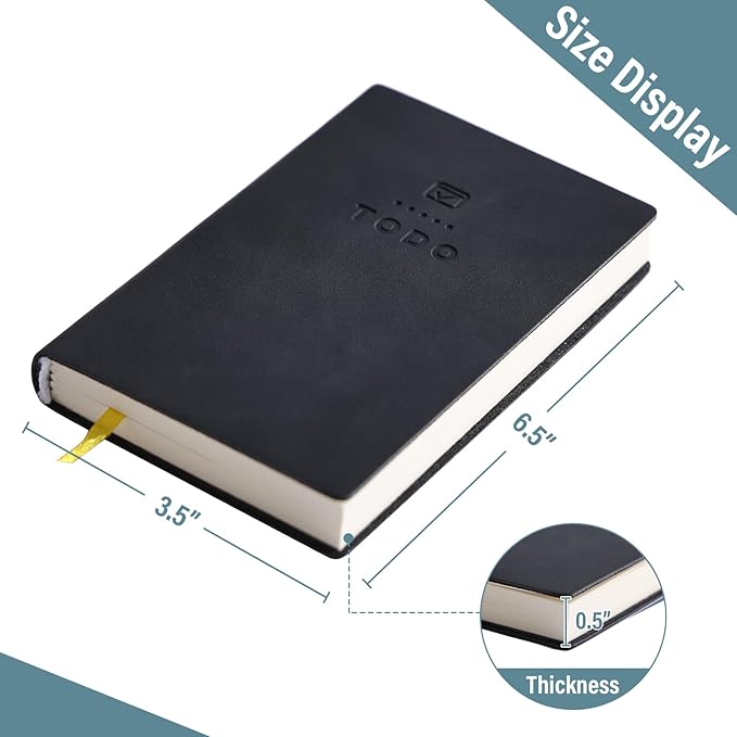 Tiita to Do List Notebook 98 Pages Daily to Do List Notepad for Work Pocket to Do List Undated Daily Planner 4.2"x 2.8" Small Checklist Notebook Black