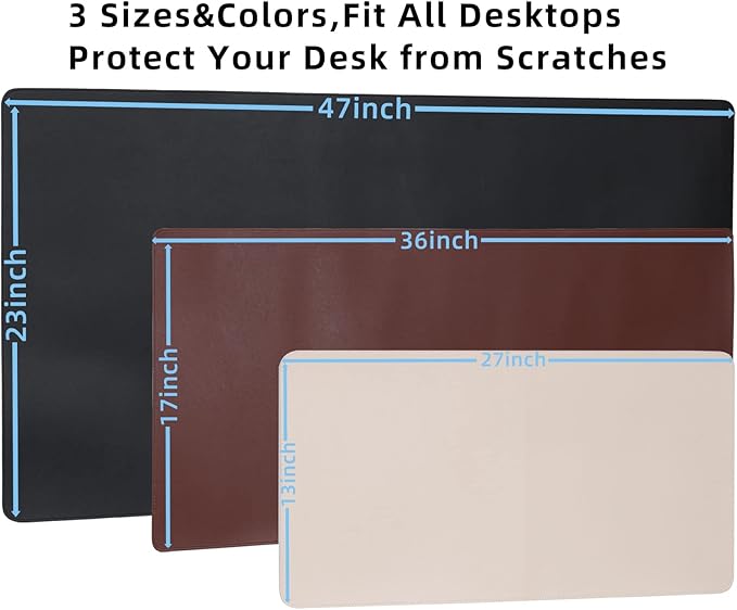 PU Leather Desk Pad Blotter 27x13 inches,Non-Slip Base Waterproof Surface Office Desk Mat,Large Computer Mouse Pad,Old Desktop Cover Decor,Brown