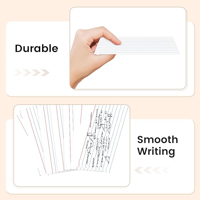 400 Count Index Cards 3x5 Inch - 180gsm Heavyweight White Flash Card (50 Sheets Each), Durable & Portable Note Taking for Students, Teachers, Study Flashcards for Office School Supplies