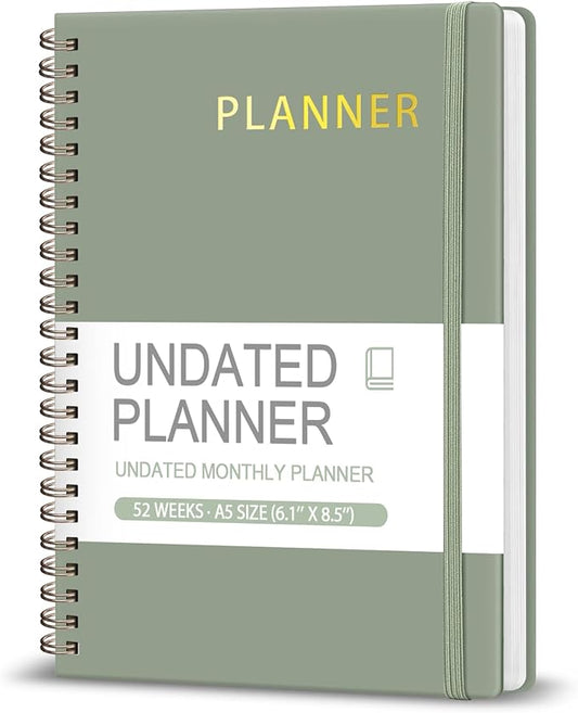 Undated Weekly Planner, Weekly To Do List Notebook with Goal, Organizer & Habit Tracker, A5 Daily Planner with Spiral Binding, Ideal for Office School Suppies