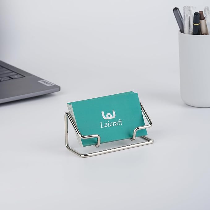 Business Card Holder for Desk, Cute Metal Card Organizers and Office Desk Accessories for Men and Women (Silver)