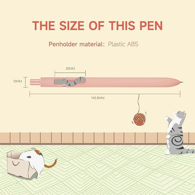 Cat Pens, 4 Pcs 0.5mm Japanese Pens, Cute Kawaii Black Ink Fine Point Smooth Writing Pens (4 Pcs Morandi Cat)