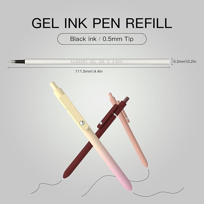 Black Gel Pens Refills,Retractable Gel Ink Pen Refill Bulk,pen refills for twist pens,Fine Point 0.5mm Black Ink, Smooth Writing Retractable Click Pen Refill(15 Pcs Pen Refills-Black Ink-0.5mm)