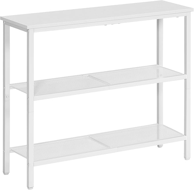 HOOBRO 29.5" Narrow Console Table, 3 Tier Entryway Table with Shelves, Thin Sofa Table, Behind Couch Table, Display Side Table, for Hallway, Entrance, Living Room, White WH73XG01