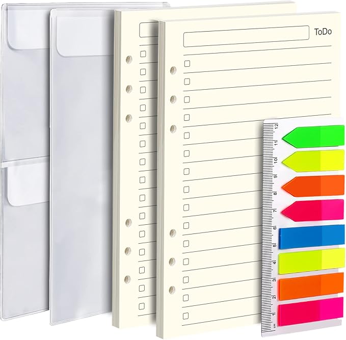 LEOBRO To Do List A5 Refill Paper, A5 Daily Planner Binder Insert Paper, with Page Marker, Paper Sheets for Stationery, 90 Sheets/180 Pages