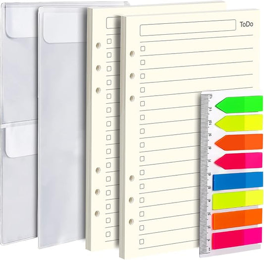 LEOBRO To Do List A5 Refill Paper, A5 Daily Planner Binder Insert Paper, with Page Marker, Paper Sheets for Stationery, 90 Sheets/180 Pages