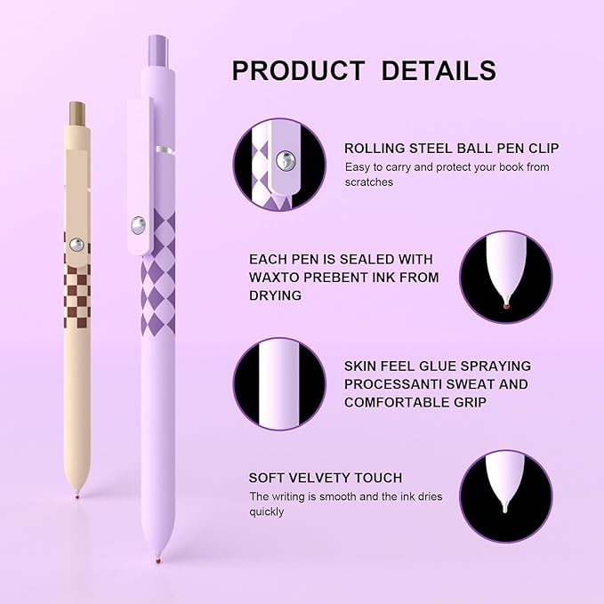 Gel Pens, Nurse Gifts,0.7mm Fine Point Black ballpoint pen,Aesthetic Cute Office School Supplies Gifts for Women Men, High-End Series for Journaling Note Taking(10 Pcs Black Ink-Geometric shaft pens)