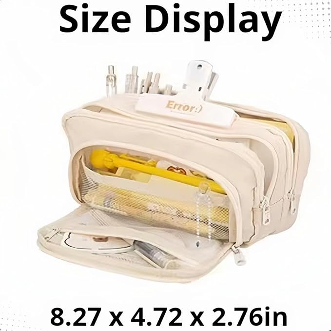 Big Capacity Pencil Case 3 Compartments Large Pencil Pouch Pen Bag Pencil Box Holder Organizer Simple Storage Aesthetic Stationery Cosmetic for Adults Men Women Office Essentials (Black)