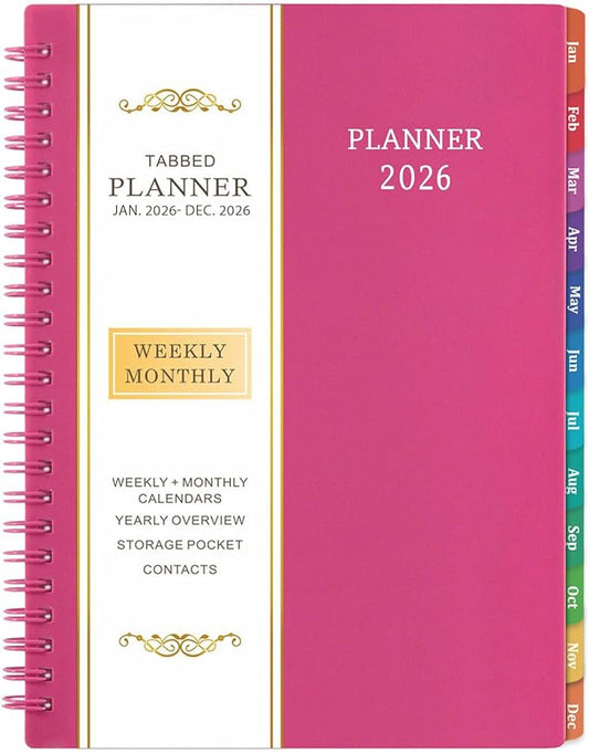 2026 Planner - Planner 2026, 2026 Planner Weekly and Monthly with Tabs, Jan 2026 - Dec 2026, 6.25" × 8.3", Strong Twin-Wire Binding