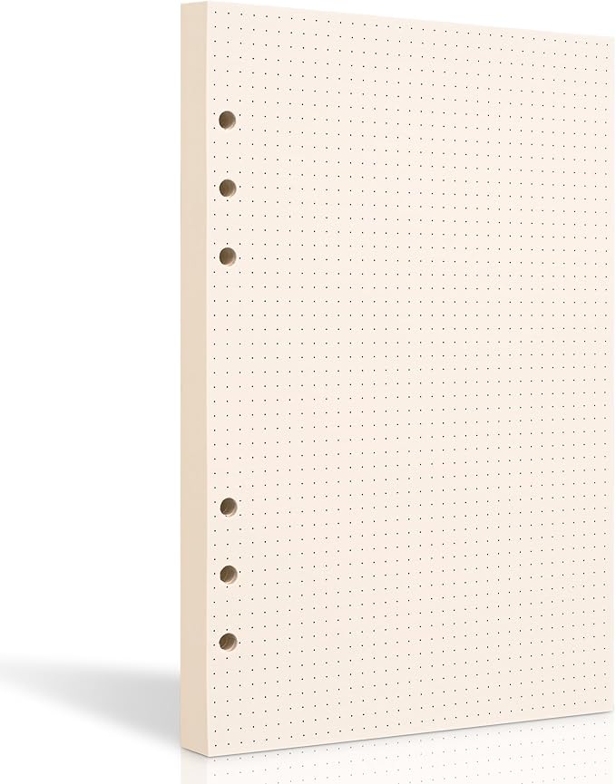 A5 Dot Grid Paper, 6 Hole Punched,A5 Dotted Refill Paper for Planner/Binders/Organizer, 8.3x5.6 Inch,80 Sheets,Beige,100GSM (1)