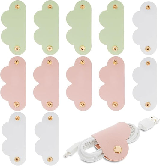 6 Pieces Cord Organizer, PU Leather Cable Organizer Reusable Cable Straps Clips Wire Ties Charging Cord Power Cord Earphone USB Holder Multipurpose Cord Holder Keeper Manager Management