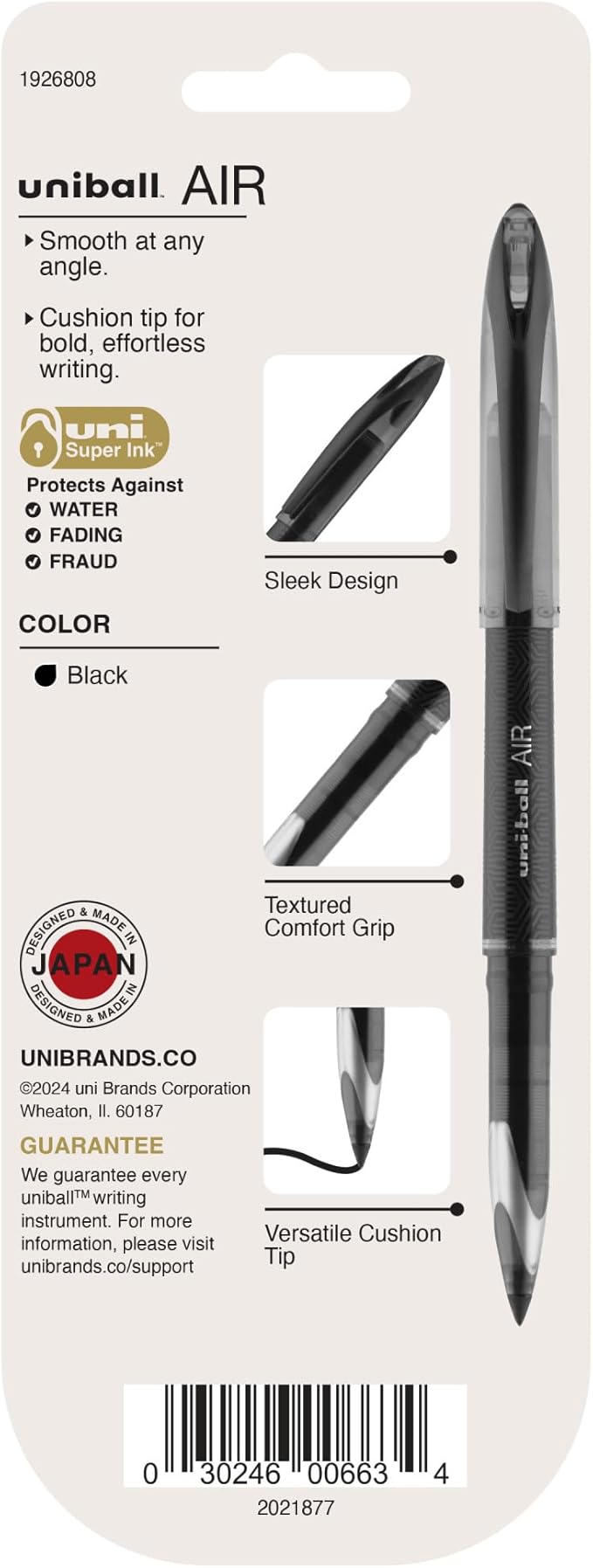 Uni-Ball Uni-Ball AIR Rollerball Pens Fine Point, 0.7mm, Black, 3 Pack