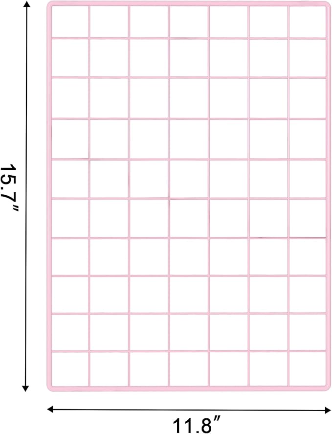 C&AHOME Photo Wall Display Set of 2, Grid Panel with Hooks, Clips, Hemp Cord, Hammer - 15.7" x 11.8", Pink UWWGM3402P