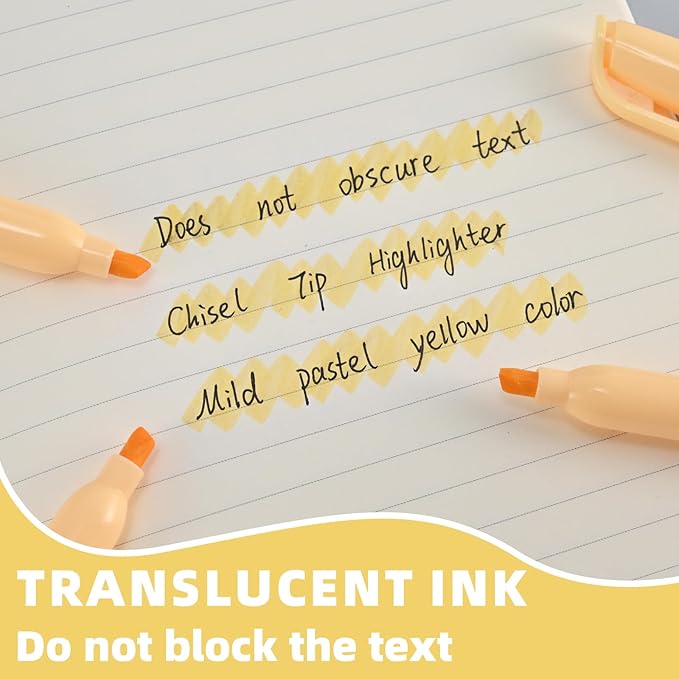 Yellow Highlighters 12 Pack, Mild Pastel Color, Chisel Tip Bible Highlighters No Bleed, Quick-Drying, Cute Aesthetic Markers for Journaling, Bible Study, School Office Supplies