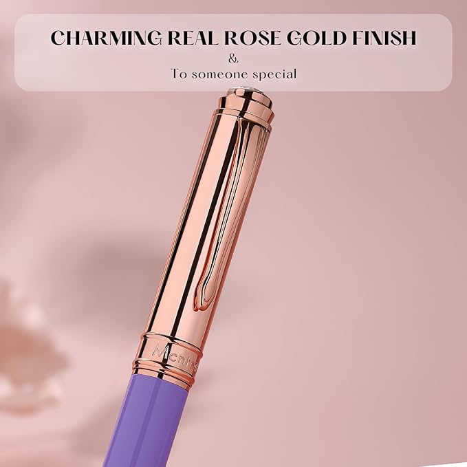Stylish Purple Pen, With 8mm Brilliant diamond,Attractive Real Rose Gold Finish, Luxury Bling Rollerball Pen Bling,Girly Pens,Schmidt Black Refill,Fancy,Elegant Nice Pens Gifts for Women