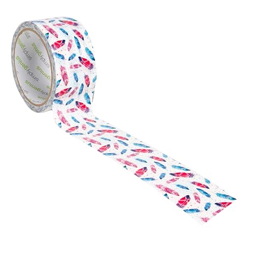 Simply Genius Duct Tape - 1.88 in x 10 yd, Pretty Feathers - Colored Tape for Crafts & DIY with Strong Adhesive & Colorful Pattern
