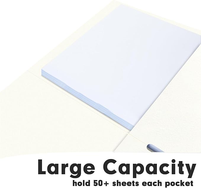 Two Pocket Folders, 50 Pack 2 Pocket Folders Fit Letter Size Paper, Paper Folders with Pockets for School Office Business Home (White)