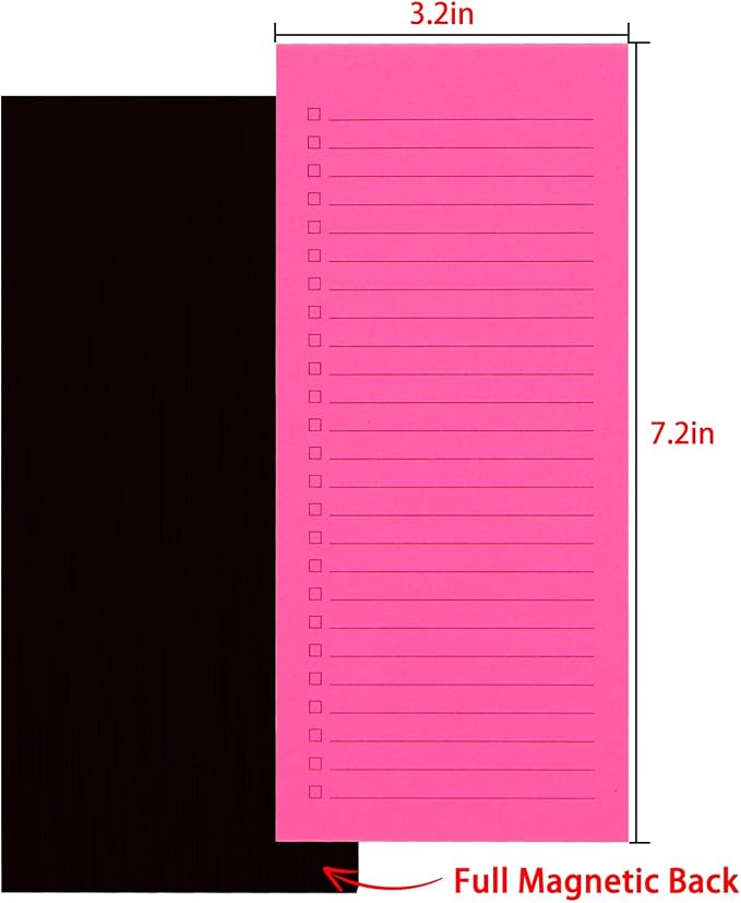 6 Pack Magnetic Notepads, Notepads Grocery List Magnet Pad for Fridge,Full Magnet Back Design Notepad for Grocery Lists, Shopping Lists, to-Do Lists(240 Sheets)