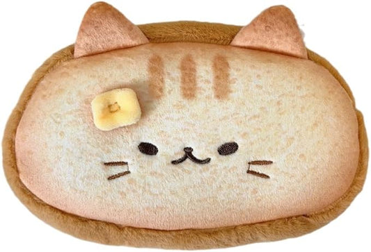 Super Cute Lovely Lucky Bread Toast Cat Pencil Case, Big Capacity Large Soft Plush Happy Kitty Fluffy Clothes Zipper Pencil Box Case, Makeup Bag Office Storage Holder Pouch Pen Bag -Ginger Cat