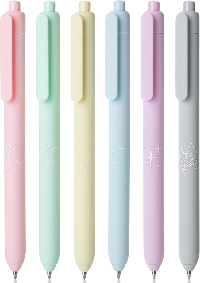 Mr. Pen- Retractable Gel Pens, 6 Pack, Color Ink Gel Pens Fine Point, Pastel Colors, 0.7mm, Back to School Supplies