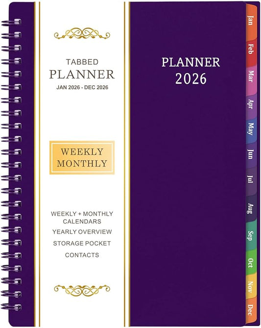 2026 Planner - Planner 2026, 2026 Planner Weekly and Monthly with Tabs, Jan 2026 - Dec 2026, 6.25" × 8.3", Strong Twin-Wire Binding