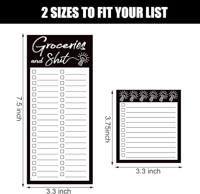 4 Pieces Magnetic Grocery List Pads Magnet to Do List Notepads Magnetic Refrigerator Memo Pad Funny Shopping Reminders Tear off Grocery Notepad, 2 Sizes