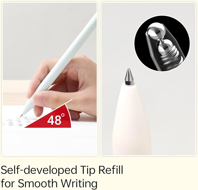 Kaco FIRST Gel Pens 6 Pieces with 12 Extra Refills, Cute Stationery Black Ink, 0.5 mm Fine Point, Aesthetic Cute Star Pens for Journaling