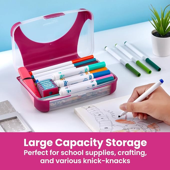 LockerMate by Bostitch Hard Pencil Case, Durable Plastic Pencil Box, Kid-Friendly Design
