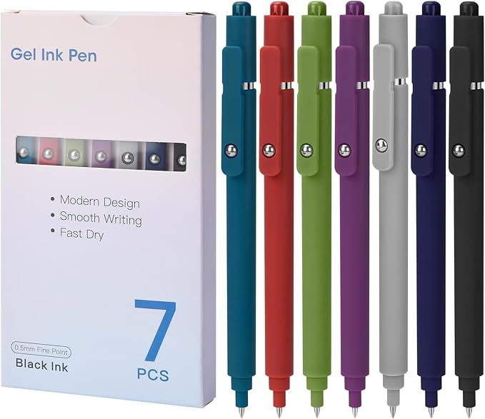 Donse 7 Pcs Gel Pens: 0.5mm Quick Dry Black Ink Fine Point Smooth Writing Pens High-End Series Ballpoint for Journaling Note Taking School Office Supplies Gifts for Women Men Nurse Teacher Students