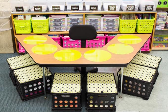 24 Pack 12''Big Size Dry Erase Dots for Classroom Tables, Peel and Stick Removeable Circle Vinyl Sticker Spots for Whiteboards, Desks, Wall Decals, Student, Teacher School Supplies, 6 Colors.