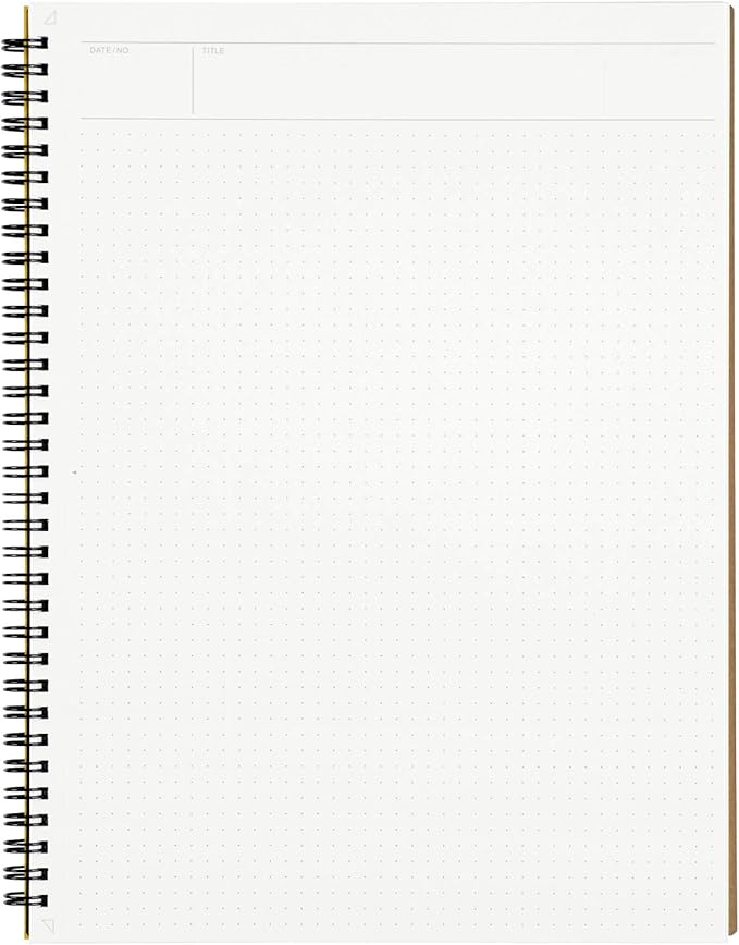 Maruman Mnemosyne Dot Grid Notebook- A4, 11.69" x 9.25", 70 Sheets / 140 Pages, 5mm Dotted Journal, Perforated Pages & Wire-Bound to Lay Flat, Black, Made in Japan