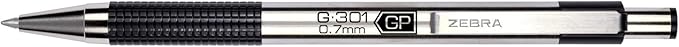 Zebra Pen G-301 Retractable Gel Pen, 0.7mm Medium Point, Stainless Steel Barrel, Textured Grip, Easy Glide Ink Provides a Smooth and Skipless Writing Experience, Black Ink, 12-Pack (41310)