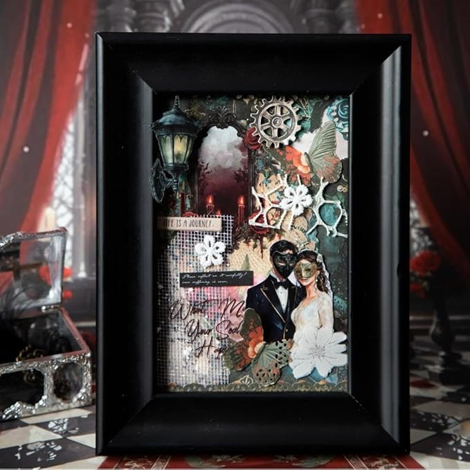 Vintage Goth Stickers for Adults Scrapbooking, 100Pcs Transparent PET Gothic Ball Theme Dark Romance Stickers for Junk Journaling Supplies, Planner, Collage, Scrap Book Supply, Crafts Arts