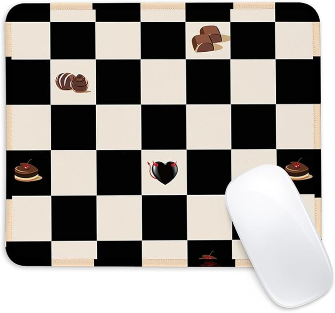 Square Mouse Pad with Non-Slip Rubber Base,Home Office Decoration Desktop Accessory, Laptop Mouse Pad for Office Laptops,9.4x7.8x0.12in(Black and White Checkered 2)