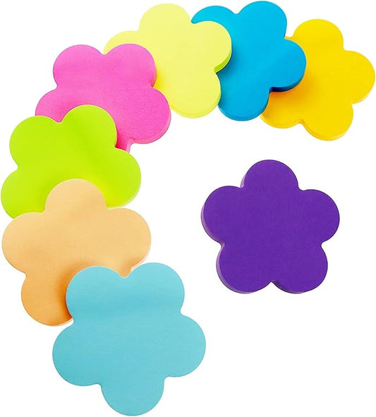 Sticky Notes, 560 Sheets 3 × 3 Inches Plum Bossom Shape Self Sticky Notes Pad, Colour Sticky Notes, Bright Colors Self-Stick Pads for Home Office Notebook(8 Color)