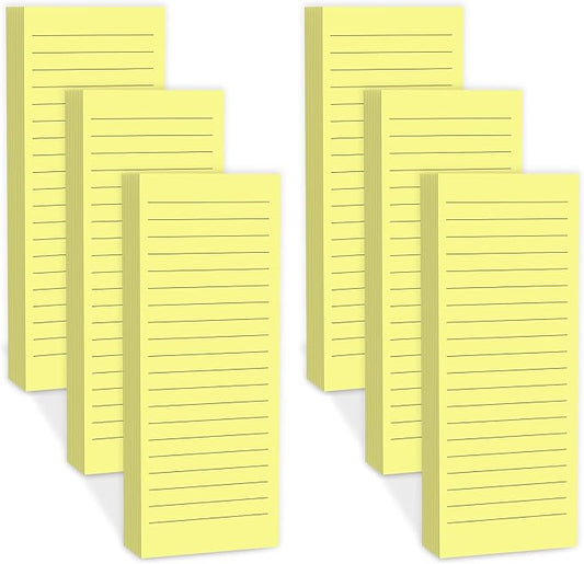 Magnetic Notepads Note Pads for Fridge with Full Magnet Back, 180 Sheets Yellow Lined Refrigerator Notepad, 30 Sheets Per Pad for Grocery List, Shopping List, Office, Home, To-Do Lists & Memos