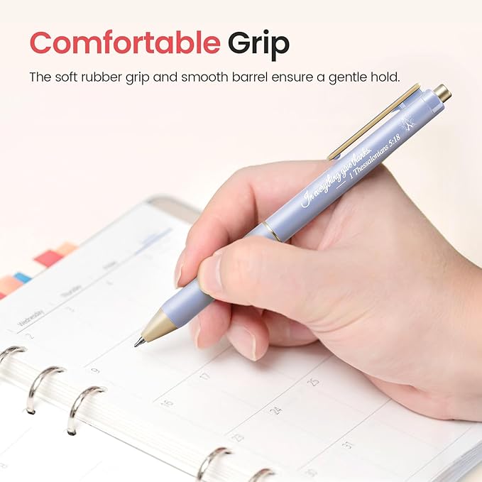 Taja Gel Pens, 6 Pcs Quick Dry Black Gel Ink Pens, 0.5mm Fine Point Smooth Writing Pens for Journaling and Note Taking, Cute Aesthetic Pens for Women & Men-Bible