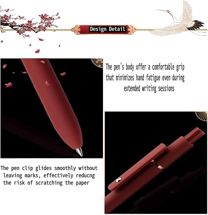 Gel Pens, 5PCS 0.5mm Fine Point Smooth Writing Black Ink Pens, Retractable Vintage Series Cute Pens for Journaling, Note Taking, Office and School Supplies, Perfect for Women and Men