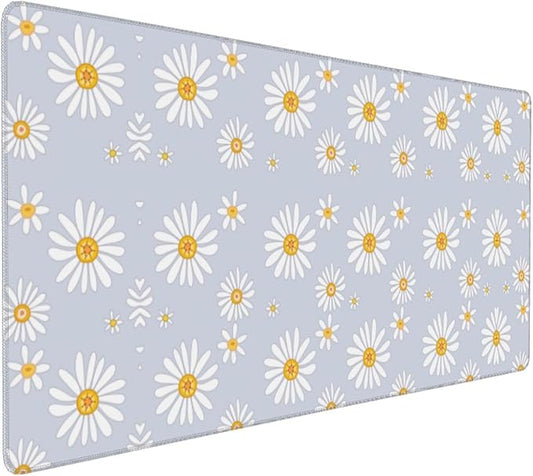 Extra Large Mouse Pads Daisy Flowers XXL Extended Mousepad with Stitched Edges Non-Slip Rubber Base Computer Keyboard Pad Desk Mat for Home Office Desk Decor, 35.4" X 15.7"