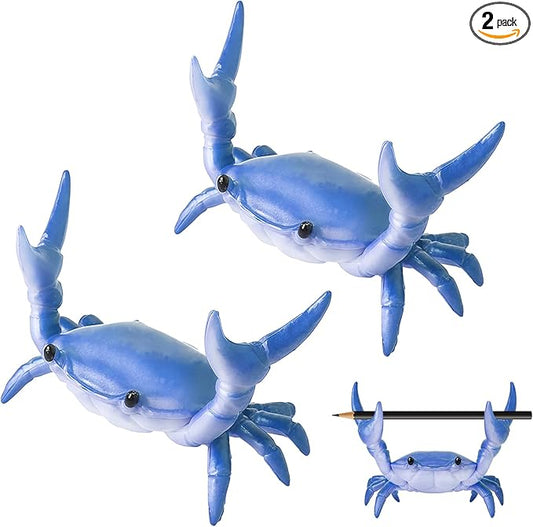 2 Pack Desk Crab Pen Holder, Creative Weightlifting Crab Pencil Stand Holder, Desk Organizers and Accessories, Cute Office Decor for Small Items at Home, School, Studio (Blue)