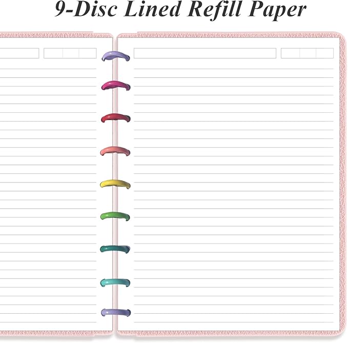 200 Sheets 9-Disc Discbound Lined Refills Paper for Happy Planners Insert, Classic Size Lined Paper, 100gsm White Paper, 7" x 9.25"
