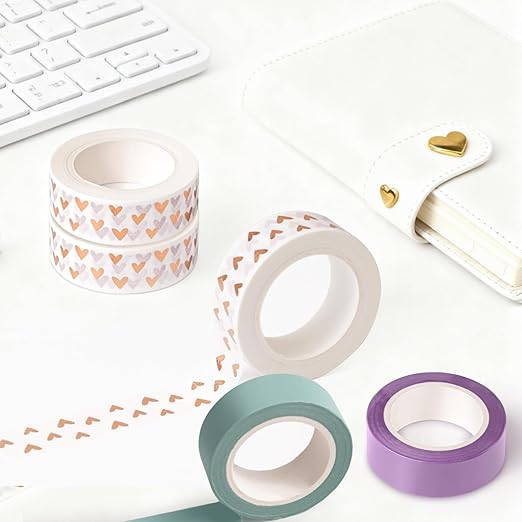 2Pack Pink Washi Tapes, Self-Adhesive Decorative Masking Tape, Decor Journals Scrapbooks Planners DIY Crafts Gift