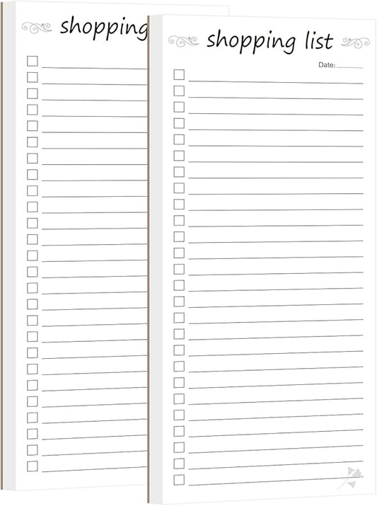 Shopping List Notepad, Grocery List Task Planner Writing Pad, 2 Pack 3.7x8.5, Store, Market, Pad for Planning, Simple Stylish To-Dos Memo Pad for Planning, Tasks, Appointments, Reminders, Home, Office - 50 Sheets per Pad (Shopping List, 3.7" x 8.5")