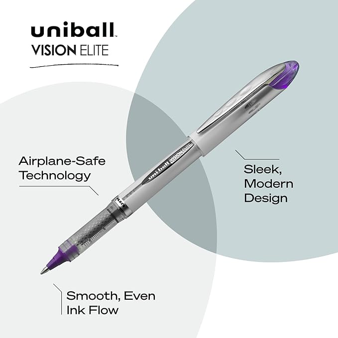 uniball Vision Elite Rollerball Pens, Bold Point (0.8mm), Assorted Colors, 4 Pack