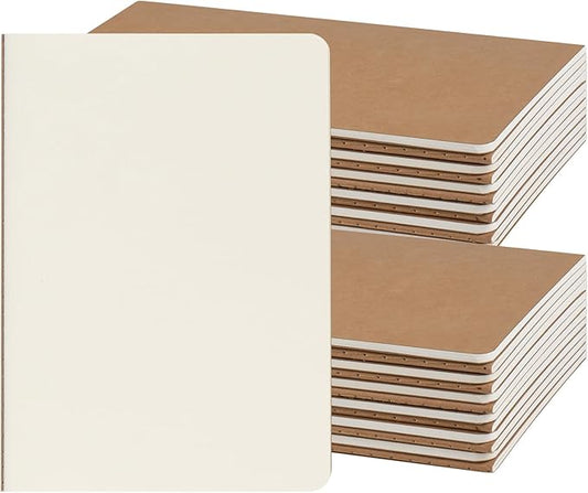 ZCZN 24 Pack A5 Kraft Notebooks Bulk, 8.15x5.5 Inches Blank Journaling Notebooks, Notebooks for Work, Composition Notebooks for School, Journal notebooks for kids, 60 Pages