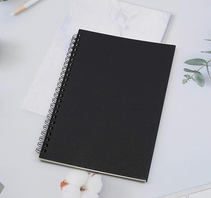 YYaaloa 8-Pack A5 Lined Sketch Book Soft Cover Spiral Notebooks Journals 120 Pages 5.7" x 8.3" Cream colored paper (A5 Lined black 8pcs)