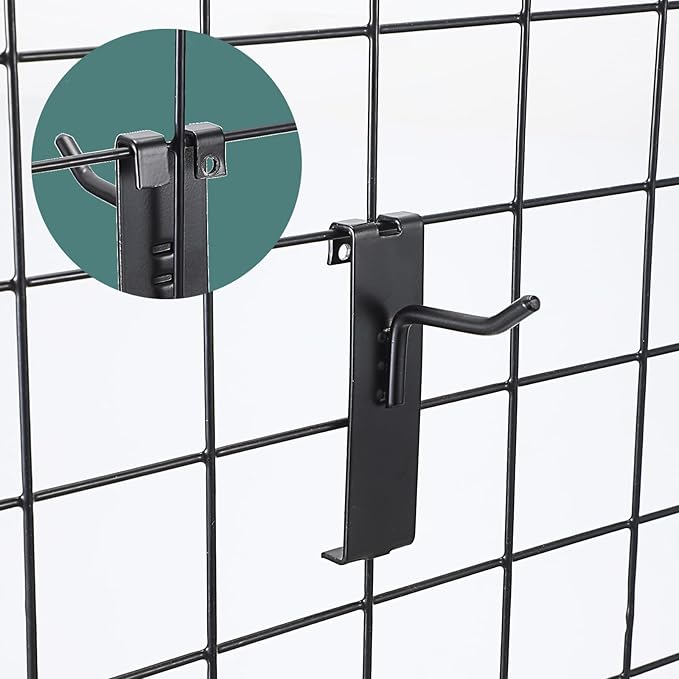 Sumnacon Grid Wall Hanging Hooks 35 Pcs Hooks for Grids Wall Notch 2 Inch Black Grid Walls Hangers, Sturdy Metal Display Hook for Craft Show, Retail Store, Home Dispaly