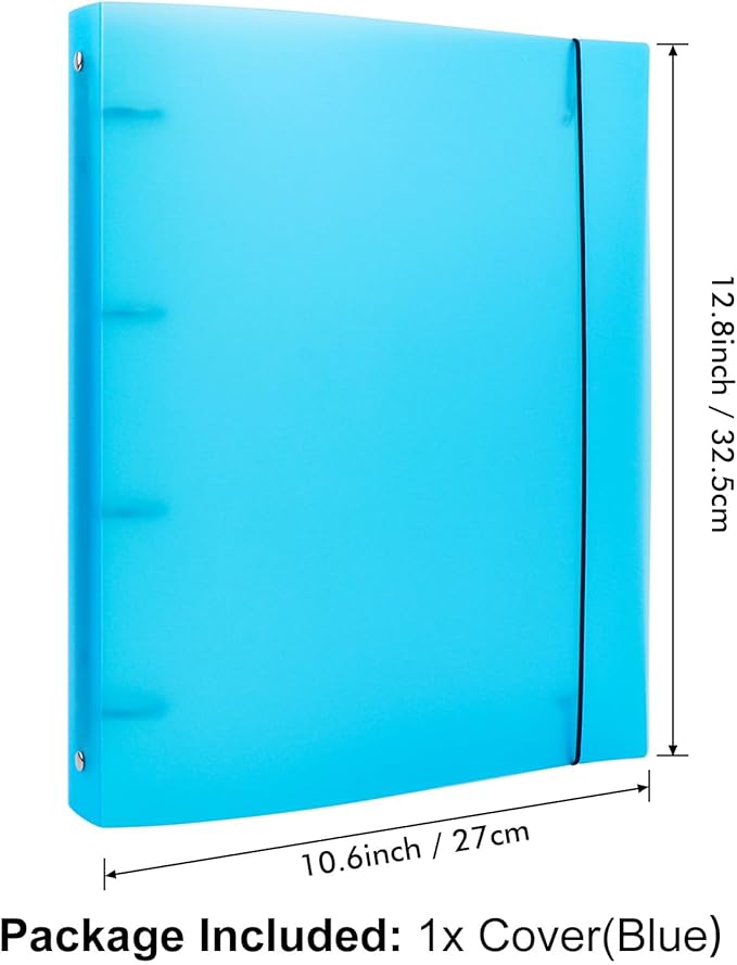 A4 4-Holes Round Ring View Binders Plastic Cover, Refillable Notebook Journal Binder File Folder, Loose Leaf Sheet Protector/DIY Scrapbooking/Binder Cover Protector (Blue)
