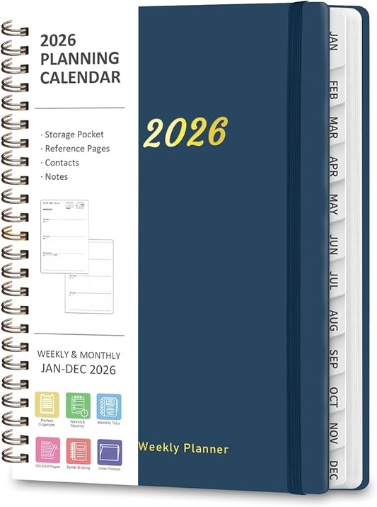 2026 Planner, Weekly and Monthly Calendar Planning Agenda, Jan 2026 - Dec 2026, Academic Planner Book, Desk Accessories and Office Supplies for women & men - A5 (6.3'' x 8.5'')